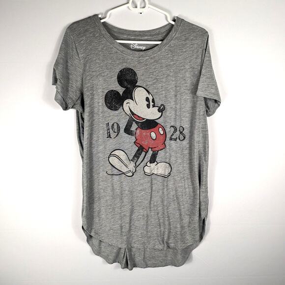 Disney Mickey Mouse Womens XL Gray Graphic T-Shirt Short Sleeve 1928 Cartoon Tee - Picture 1 of 3